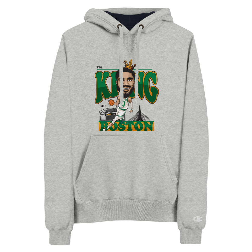 The KING BOSTON" Champion Hoodie Grey)